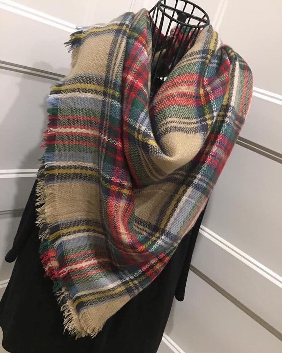 Navy and deals gold plaid scarf