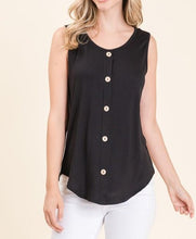 Load image into Gallery viewer, Crystal Button Tank Black