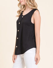 Load image into Gallery viewer, Crystal Button Tank Black