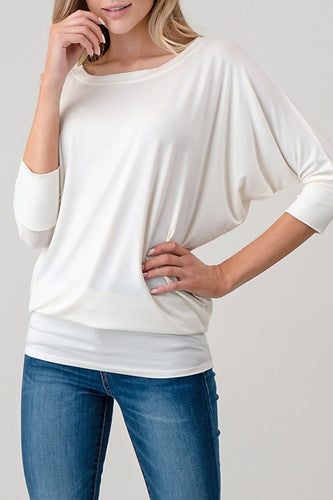 Melanie 3/4  Dolman Sleeve Top Ivory Final Sale