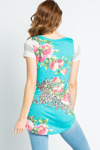 Load image into Gallery viewer, Floral Tee Striped Arm Tqs #10045 Final Sale