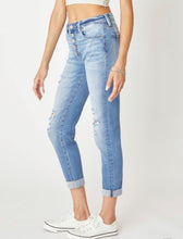 Load image into Gallery viewer, &quot;Cali&quot; KanCan High Rise Button Down Girlfriend Jeans Med Wash