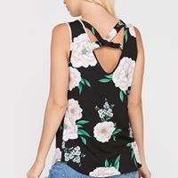 Load image into Gallery viewer, CRISS CROSS BACK FLORAL TANK BLACK 10042
