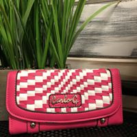 Load image into Gallery viewer, Carlo G Wallet Vegan Leather Pink &amp; White Weave