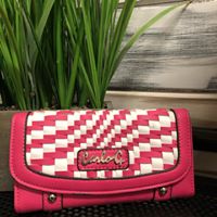 Carlo G Wallet Vegan Leather Pink & White Weave