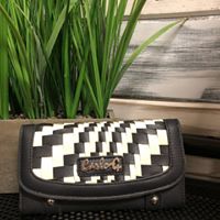 Load image into Gallery viewer, Carlo G Wallet Vegan Leather Black &amp; White Weave