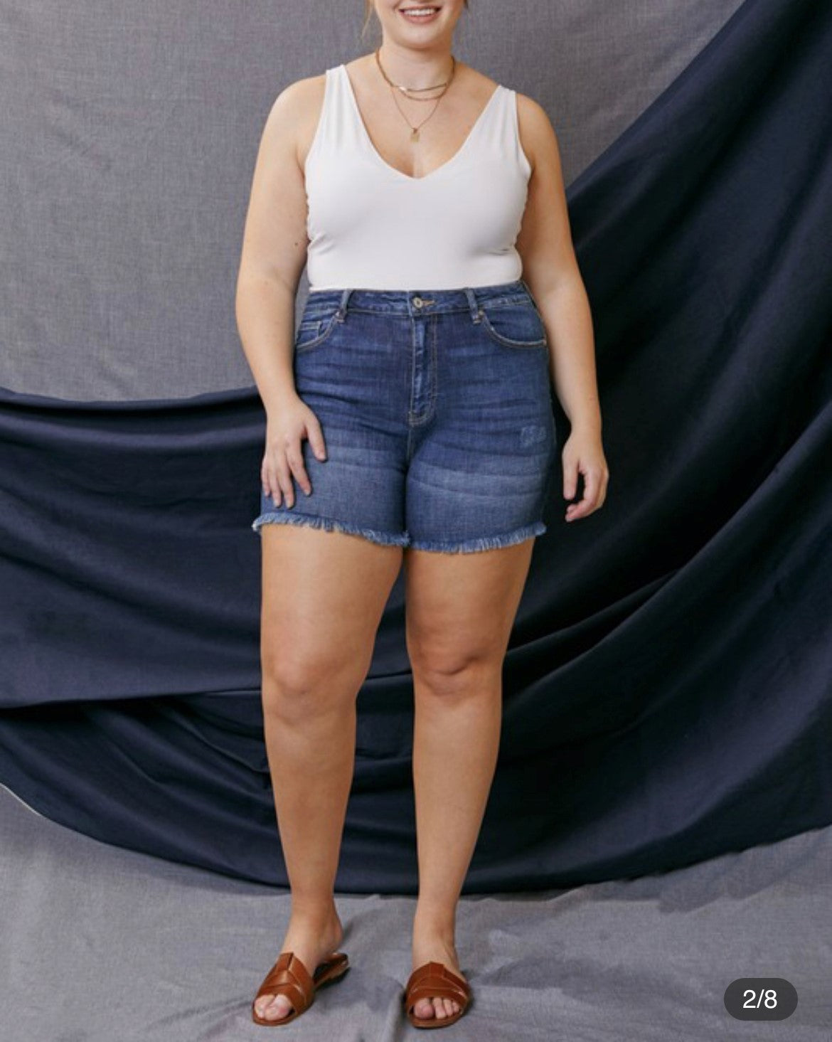 High rise denim shorts plus size best sale