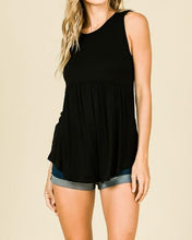 Load image into Gallery viewer, Amber Babydoll Tank Top Black