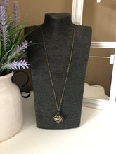 Load image into Gallery viewer, Vintage Inspired Floral Pattern Bottle Necklace Antique Gold Tone