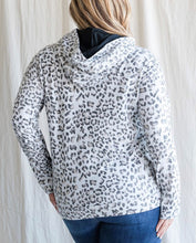 Load image into Gallery viewer, &quot;Aria&quot; Animal Print Double Hood Hoodie Charcoal Extended Sizes