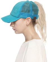 Load image into Gallery viewer, CC Distressed Ponytail Hat Tqs Final Sale