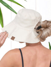Load image into Gallery viewer, CC Solid Color Reversible Ponytail Bucket Hat Black/Cream As Shown