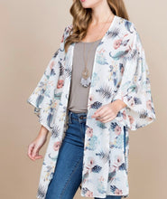 Load image into Gallery viewer, &quot;Rosa&quot; Kimono Off White Floral &amp; Leaf Pattern As Shown