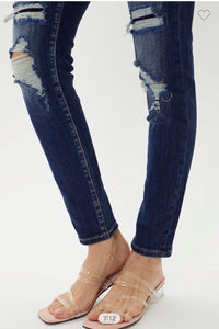 "Jazz" KanCan Distressed /Patched Mid Rise Skinny Jeans