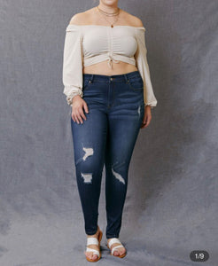 "Jenny" KanCan Gemma Mid Rise Skinny Dark Wash Skinny Jeans Curvy Sizes