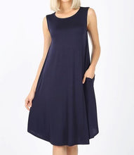 Load image into Gallery viewer, &quot;Jayla&quot; Sleeveless Knee Length Dress Navy Blue