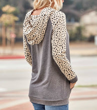Load image into Gallery viewer, &quot;Mila&quot; Two Tone Print Sleeve Hoodie Grey Final Sale