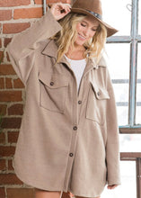 Load image into Gallery viewer, &quot;Rae&quot; Button Down Shacket Taupe Final Sale