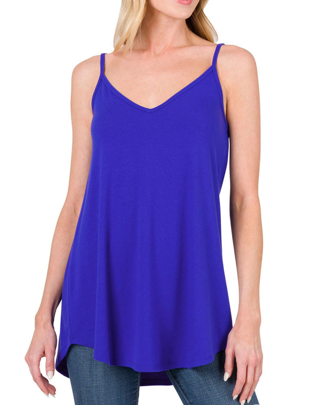 Reversible Tank Top V Neck & Round Bright Blue