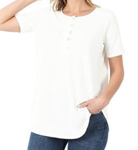 Basic Button Tee Ivory
