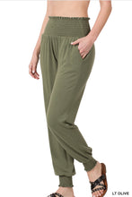 Load image into Gallery viewer, &quot;Sophie&quot; High Waisted Smocked Top Joggers Lt Olive