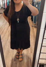 Load image into Gallery viewer, &quot;Stella&quot; Hi/Lo Ruffle Hem Midi Dress Plus Size Black
