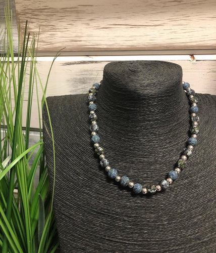 Viva Beads Clay Bead Necklace Blue Tones