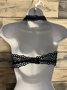 Lace Halter Style Bralette Lined Navy Blue