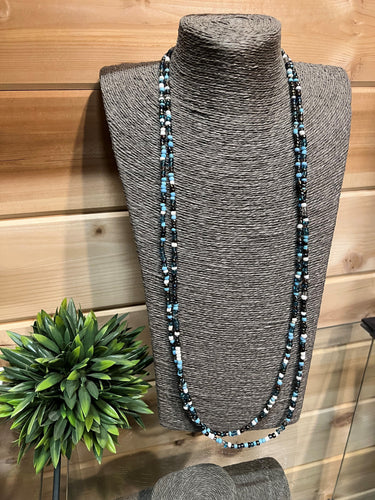 Double Strand Beaded Necklace Multi Tone