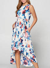 Load image into Gallery viewer, Floral Hi/Lo Dress W/Front Tie Ivory #10068 FINAL SALE