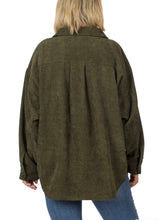 Load image into Gallery viewer, &quot;Drew&quot; Oversized Corduroy Shacket Dk Olive Plus Sizes