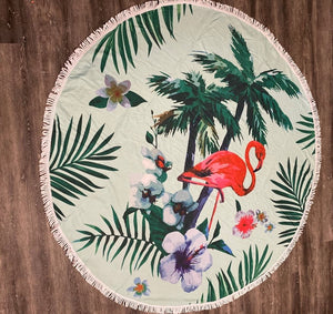 Round Towel 60" Single Flamingo Palm Tree Pattern #30-32T