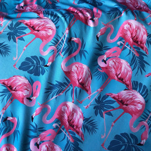 Round Towel 60" Pink Flamingos Blue Background #30-32T