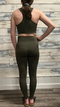 Load image into Gallery viewer, &quot;Harlyn&quot; Athletic Racerback Tank &amp; Leggings Set Dk Olive