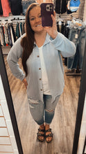 Load image into Gallery viewer, &quot;Isabella&quot; Cable Knit Button Down Top Blue Final Sale