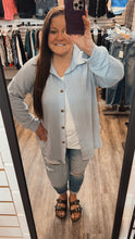 Load image into Gallery viewer, &quot;Isabella&quot; Cable Knit Button Down Top Blue Extended Sizes Final Sale