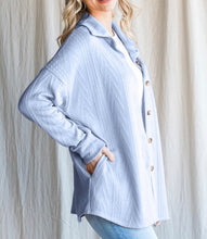 Load image into Gallery viewer, &quot;Isabella&quot; Cable Knit Button Down Top Blue Final Sale