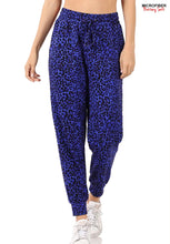 Load image into Gallery viewer, Wild Side Leopard  Jogger Pants Royal Blue Final Sale