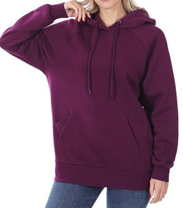"Joey" Hooded Sweatshirt W/Cell Pocket Dk Plum Plus Sizes