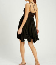 Load image into Gallery viewer, &quot;Lex&quot; Crochet Lace Ruffle Trim Cami Dress Black