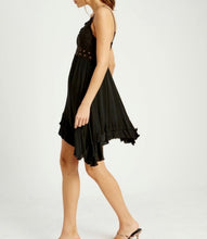 Load image into Gallery viewer, &quot;Lex&quot; Crochet Lace Ruffle Trim Cami Dress Black