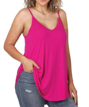 Load image into Gallery viewer, Reversible Tank Top V Neck &amp; Round Neck Magenta Plus Sizes