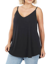 Load image into Gallery viewer, Reversible Tank Top V Neck &amp; Round Neck Black Plus Sizes