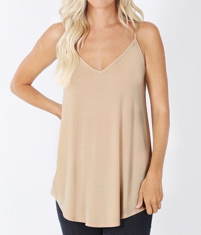 Reversible Tank Top V Neck & Round Neck Nude