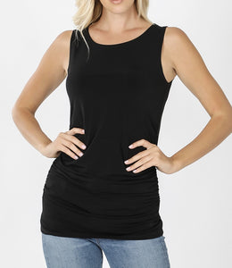 "Brooke" Ruched Fitted Tank Black