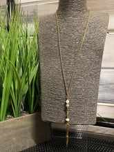 Load image into Gallery viewer, &quot;Aertha Grey Agate&quot; Brass Spike Pendulum Necklace Final Sale