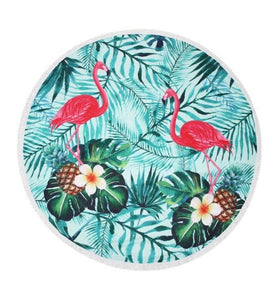 Round Towel 60" 2 Flamingo Palm Leaf Pattern #30-32T