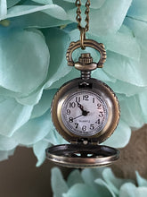 Load image into Gallery viewer, Pocket Watch Necklace Antique Gold  / Vintage Clock