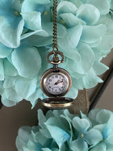 Load image into Gallery viewer, Pocket Watch Necklace Antique Gold Design Vintage Clock