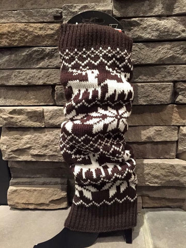 Print Leg Warmers Chocolate Brown As Shown